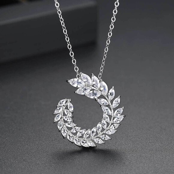 Silver wheat ear pendant necklace with copper and zircon - Picture 1 of 3